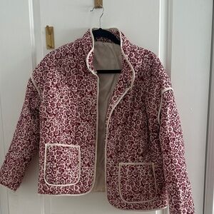 Floral Quilted Jacket - Red and White